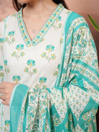 Vishudh Floral Printed Regular Pure Cotton Kurta with Salwar & Dupatta