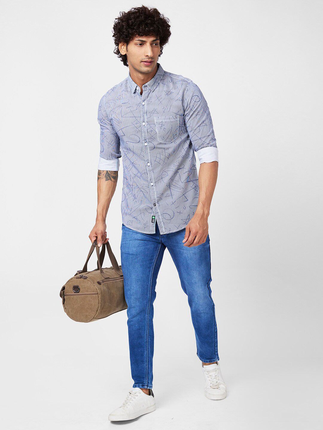SPYKAR Slim Fit Floral Abstract Printed Cotton Casual Shirt
