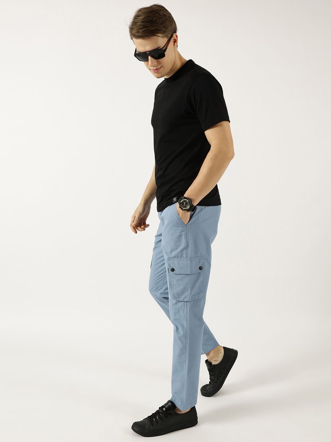 Thomas Scott Men Smart Fit Straight Fit Mid-Rise Cotton Cargos Trousers