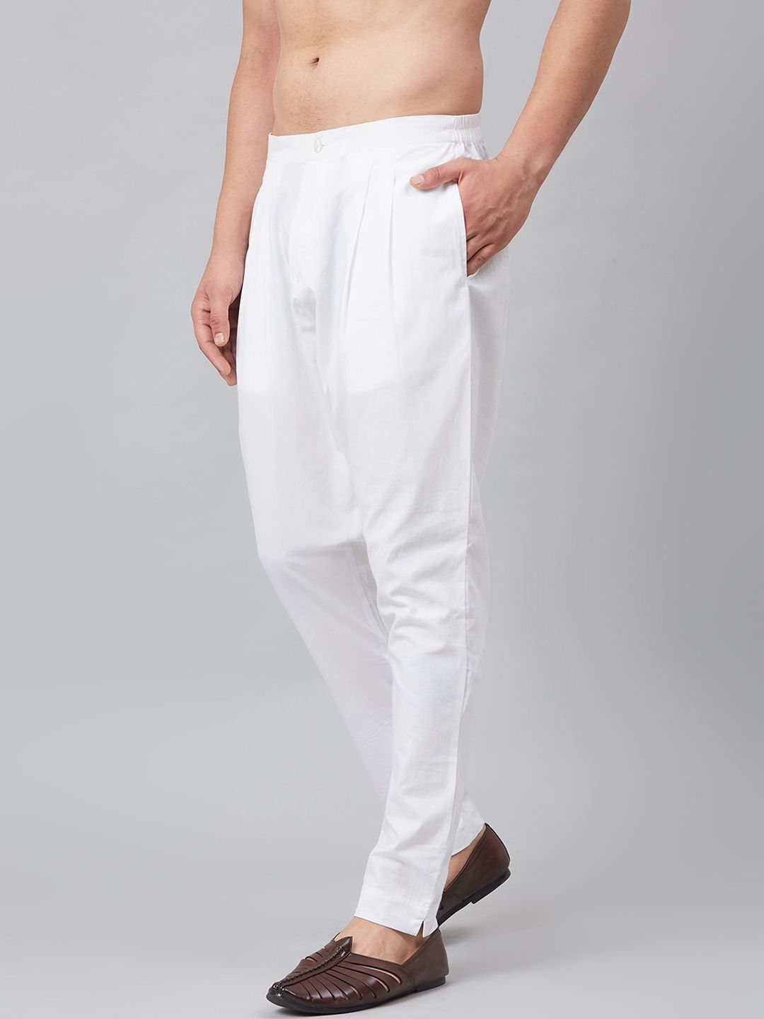 See Designs Men White Solid Cotton Pyjamas