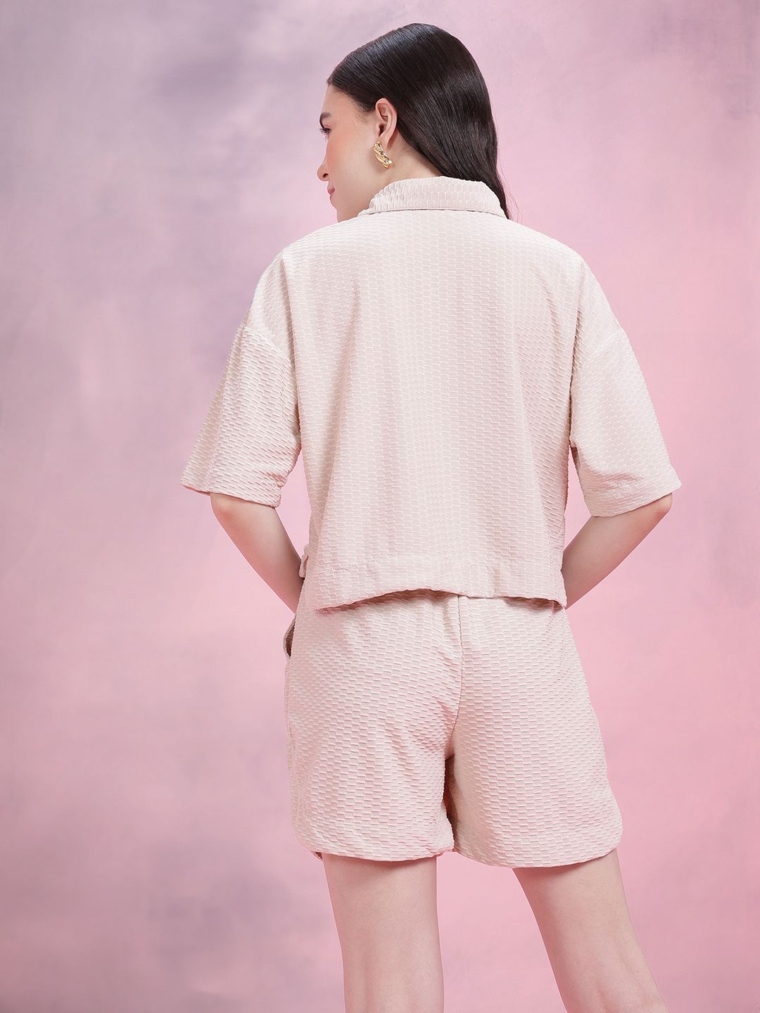 DressBerry Women Seersucker Self Design Co-ords