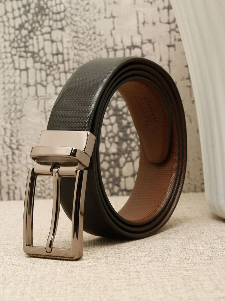 Teakwood Leathers Men Textured Leather Reversible Formal Belt