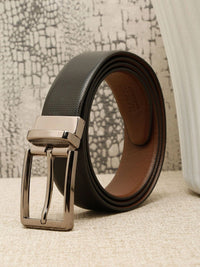 Teakwood Leathers Men Textured Leather Reversible Formal Belt