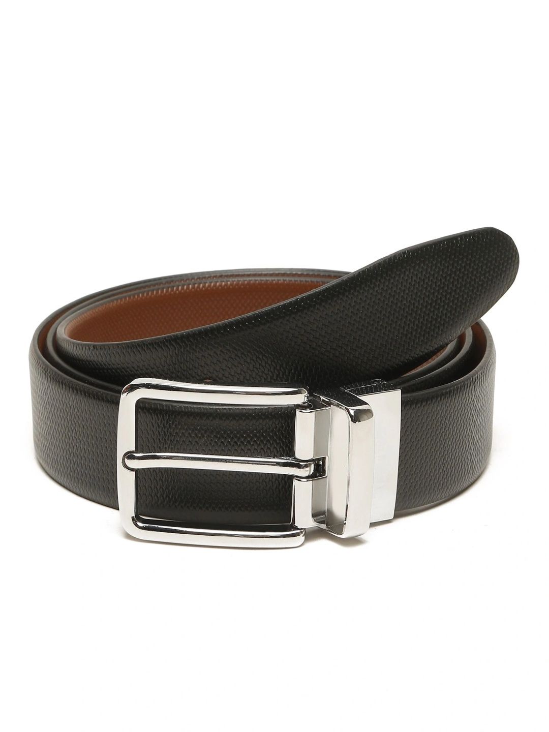 Teakwood Leathers Men Textured Leather Reversible Formal Belt