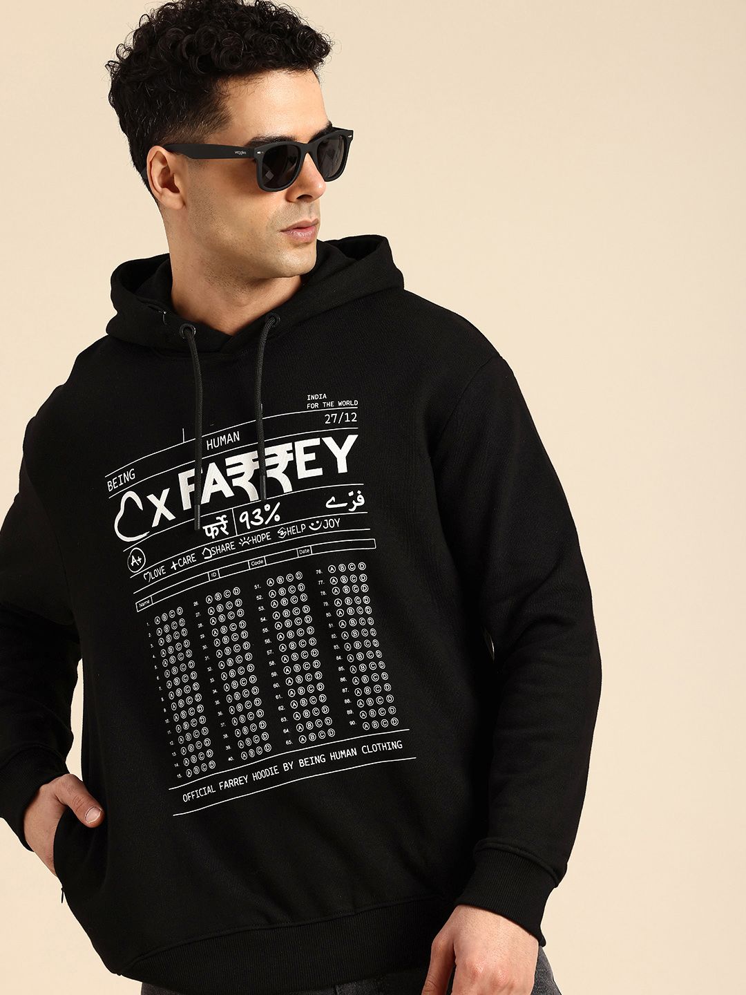 Being Human Men Printed Pure Cotton Hooded Sweatshirt
