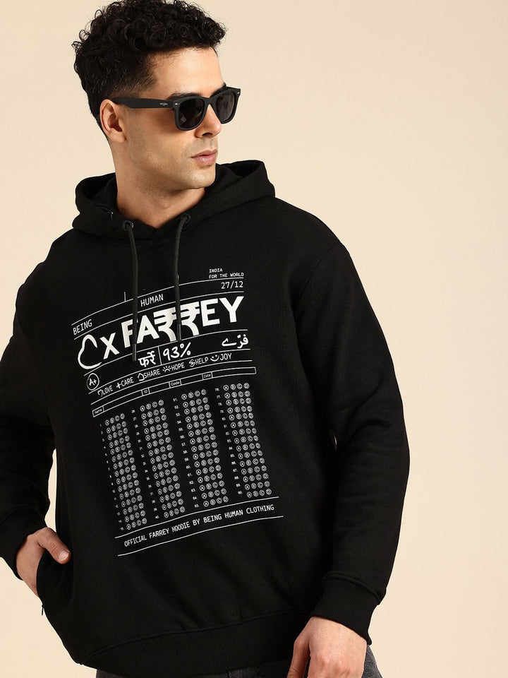 Being Human Men Printed Pure Cotton Hooded Sweatshirt