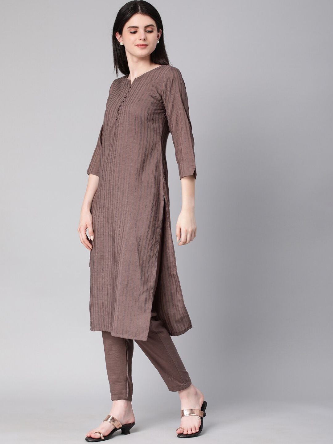KALINI Striped Straight Kurta with Trousers