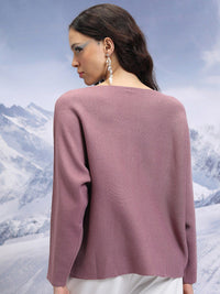 Tokyo Talkies Purple Oversized Acrylic Pullover Sweater