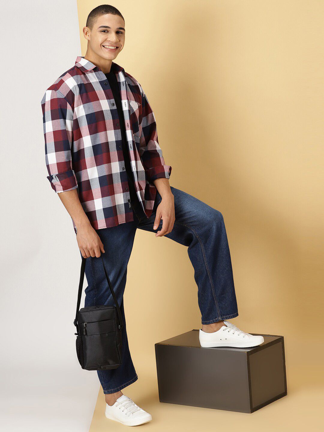 Thomas Scott Classic Tartan Checks Opaque Checked Cotton Casual Shirt - Oversized