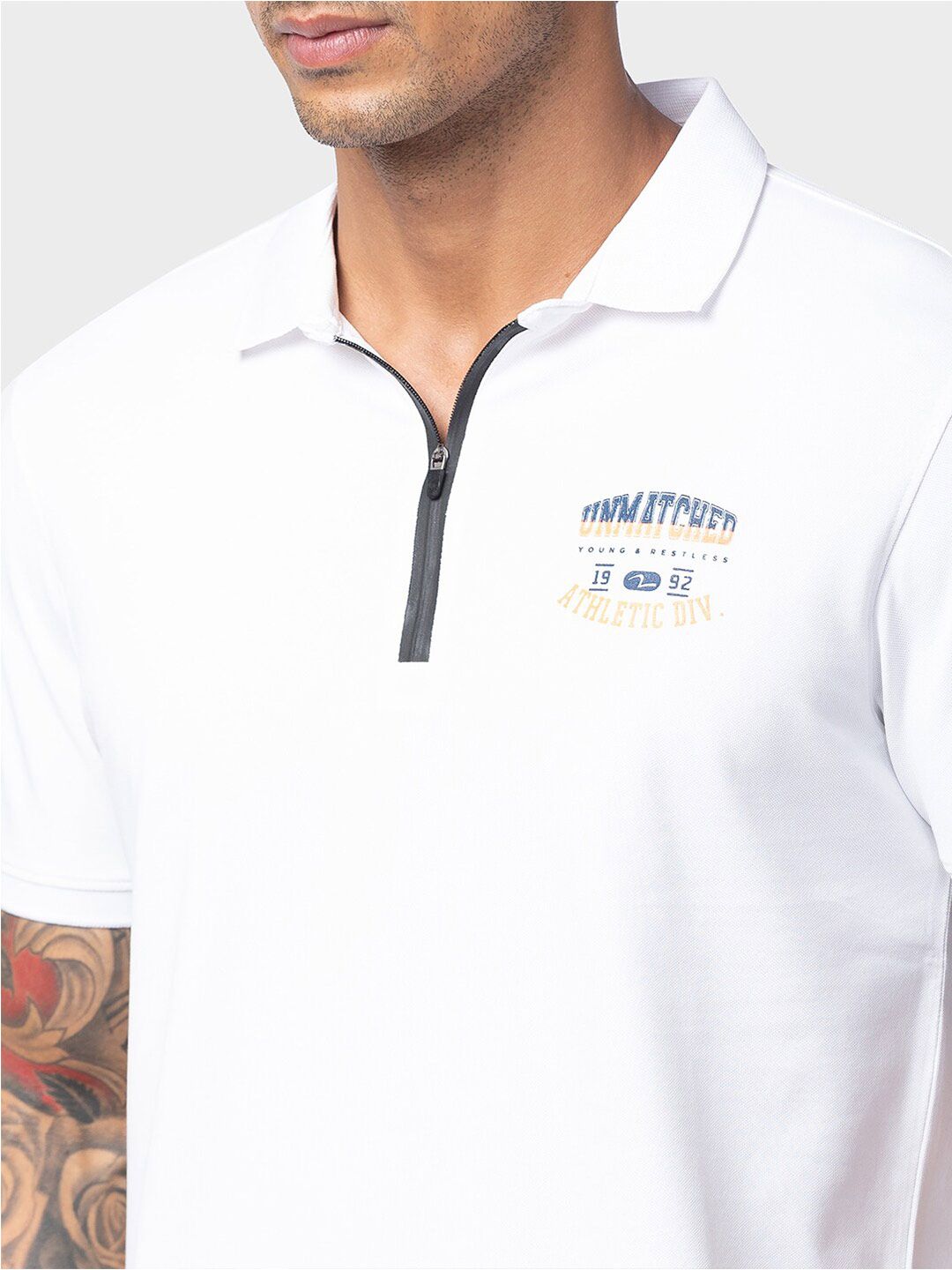 SPYKAR Men White Polo Collar T-shirt