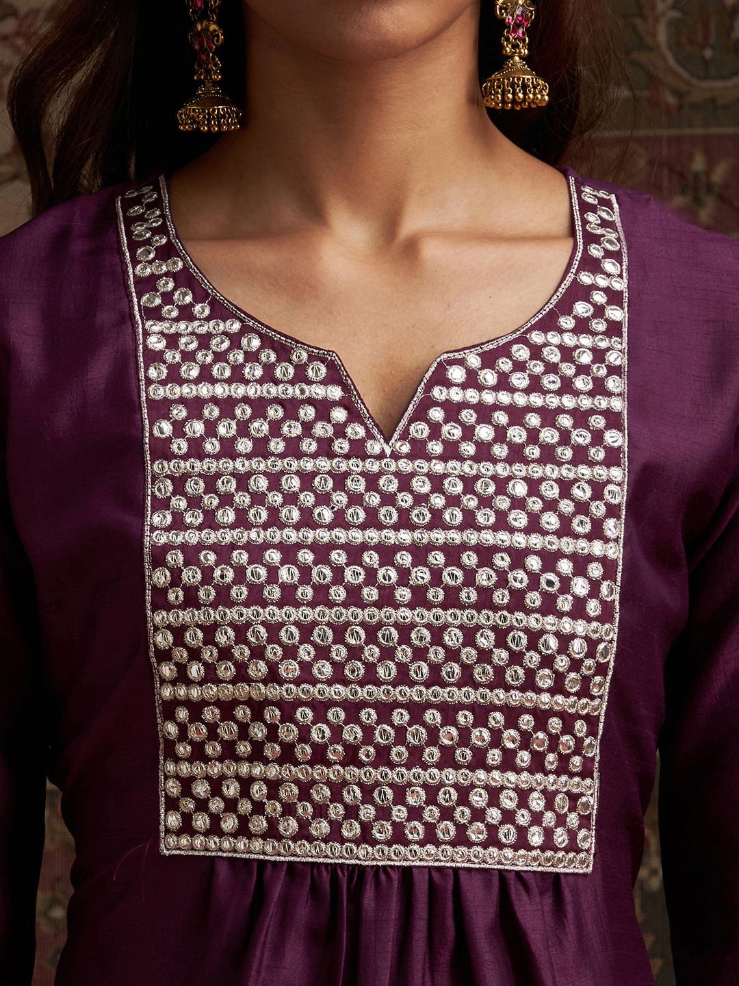 Indo Era Yoke Design Embroidered Regular Kurta With Trousers & With Dupatta