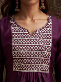 Indo Era Yoke Design Embroidered Regular Kurta With Trousers & With Dupatta