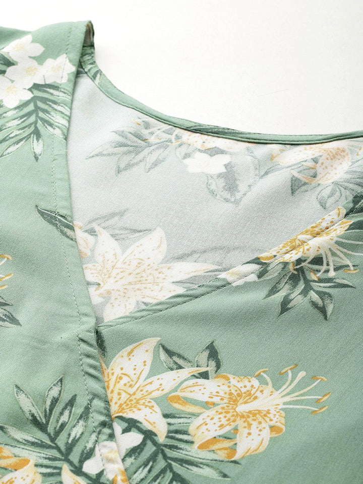 DressBerry Floral Print Puff Sleeve A-Line Dress