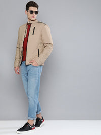 The Indian Garage Co Men Zip-Front Puffer Jacket with Zipper Pockets