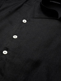 SOJANYA Men Black Solid Angrakha Asymmetric Straight Kurta