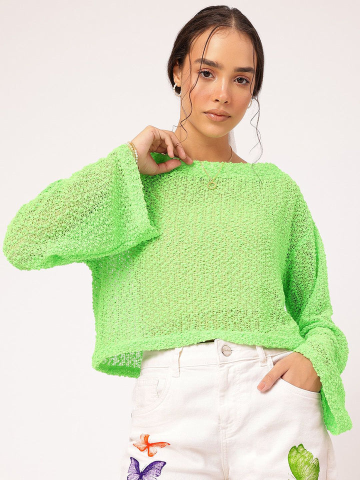 DressBerry Boucle Paradise Semi Sheer Boxy Top