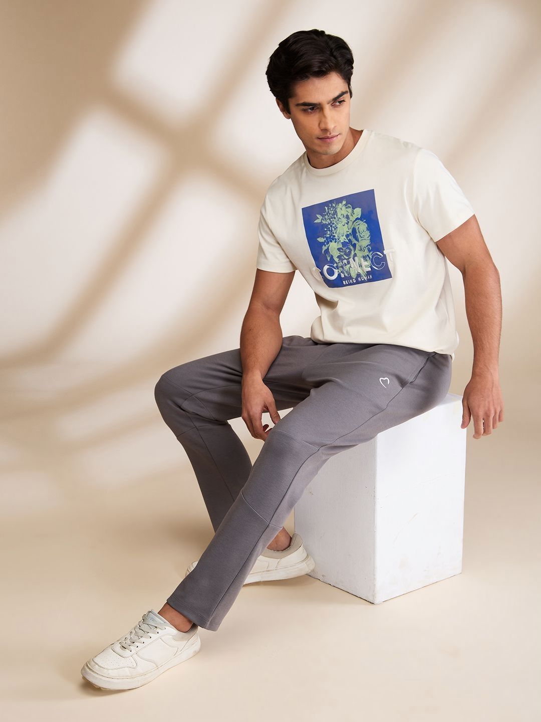 Being Human Men Typography Printed Applique T-shirt
