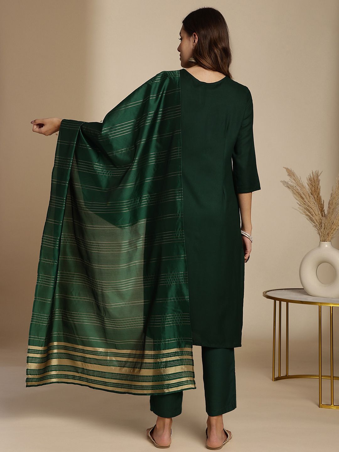 Anouk Ethnic Motifs Print Kurta with Trousers & Dupatta