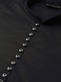SOJANYA Men Black Solid Straight Kurta with Asymmetric Hem