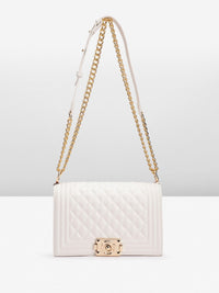 Lino Perros Geometric Textured Structured Shoulder Bag with Quilted Detail