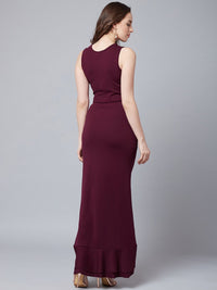 Athena Maroon Cotton Maxi Dress