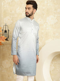 SOJANYA Embellished Sequinned Long Sleeves Straight Jacquard Cotton Silk Kurta