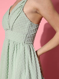 Berrylush Green Layered Georgette Maxi Dress