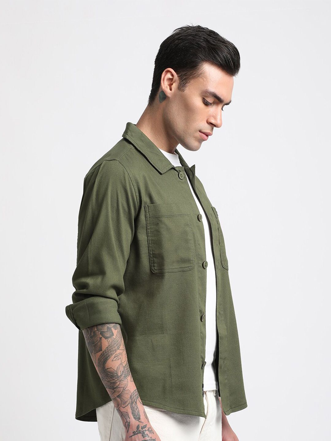 THE BEAR HOUSE 
Men Checked Regular Fit Poly Lycra Shacket