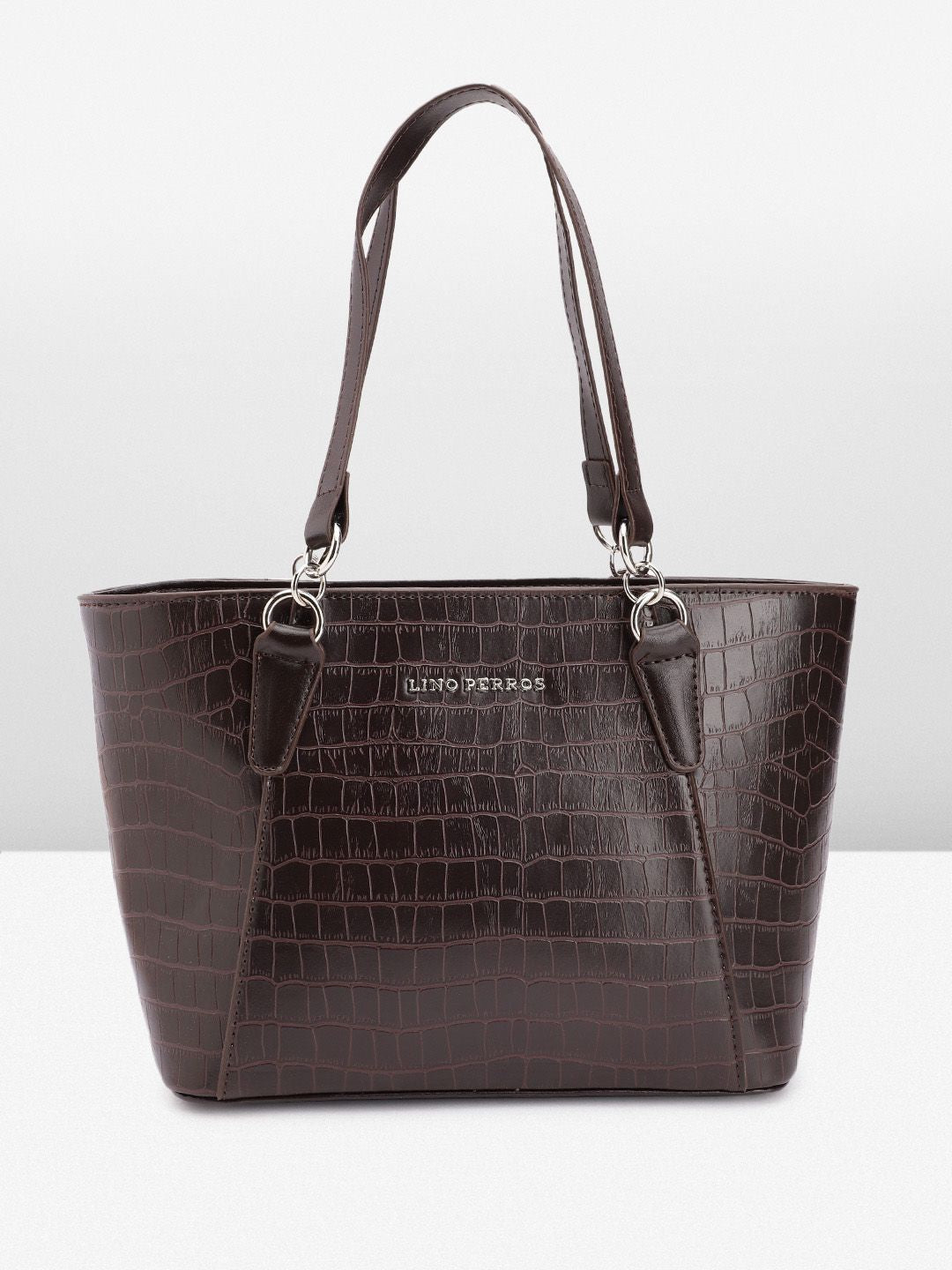 Lino Perros Croc Textured Structured Shoulder Bag