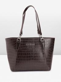 Lino Perros Croc Textured Structured Shoulder Bag