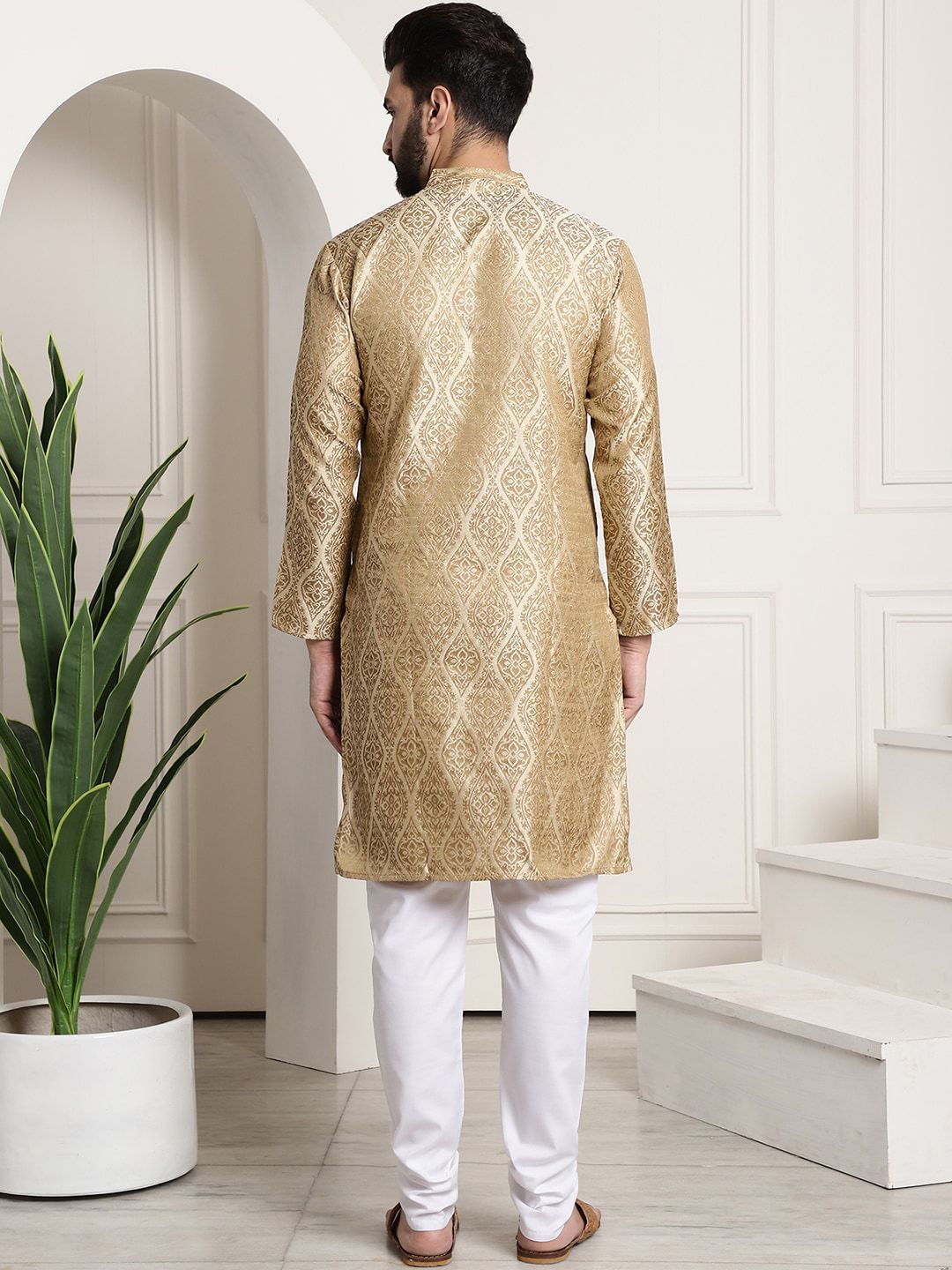 SOJANYA Ethnic Motifs Woven Design Regular Kurta With Churidar
