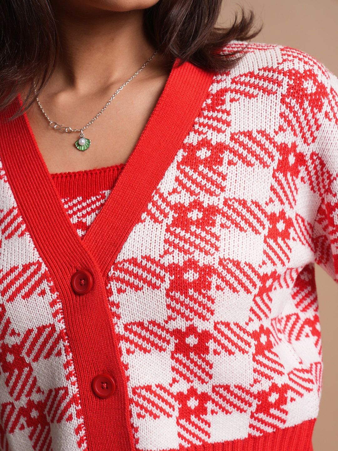 Tokyo Talkies Checked Crop Top with Cardigan