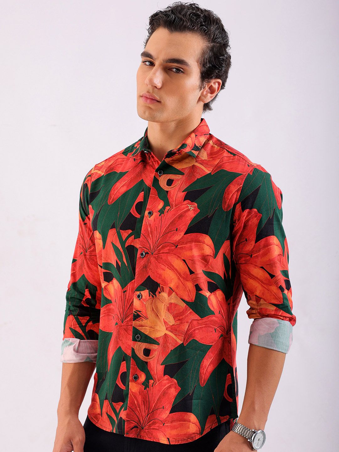 The Indian Garage Co Men Slim Fit Floral Printed Opaque Casual Shirt
