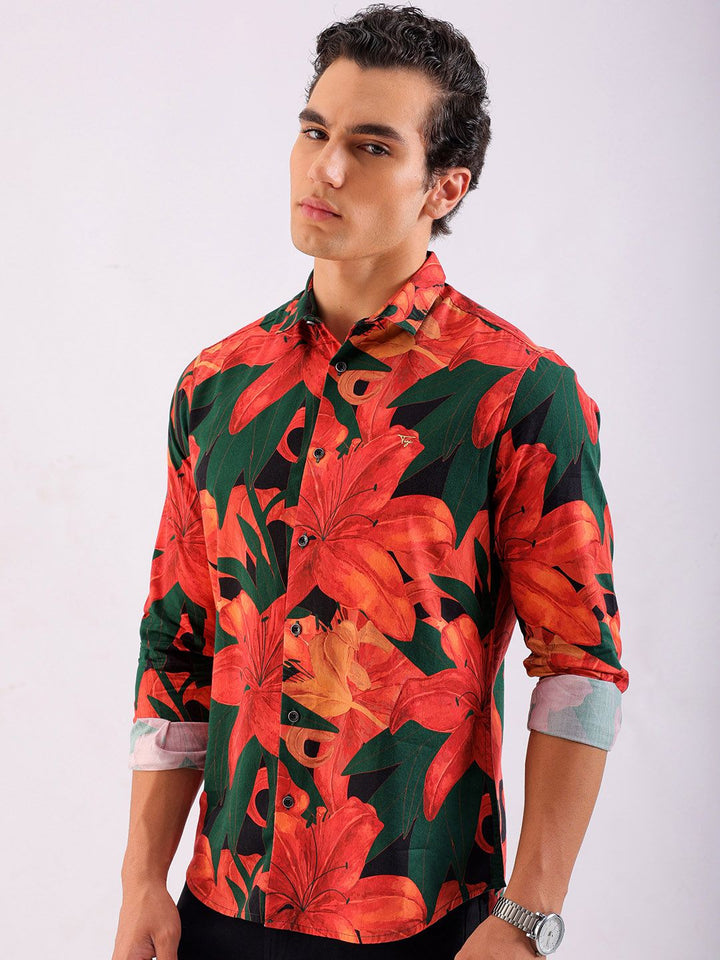 The Indian Garage Co Men Slim Fit Floral Printed Opaque Casual Shirt
