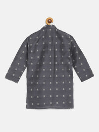 SOJANYA Boys Charcoal Grey & Off-White Jacquard Woven Design Straight Kurta