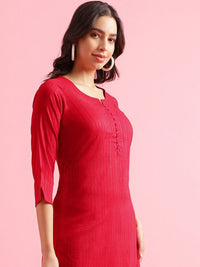 KALINI Striped Regular Thread Work Kurta with Trousers