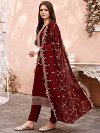 KALINI Floral Embroidered Sequinned Kurta With Trousers & Dupatta