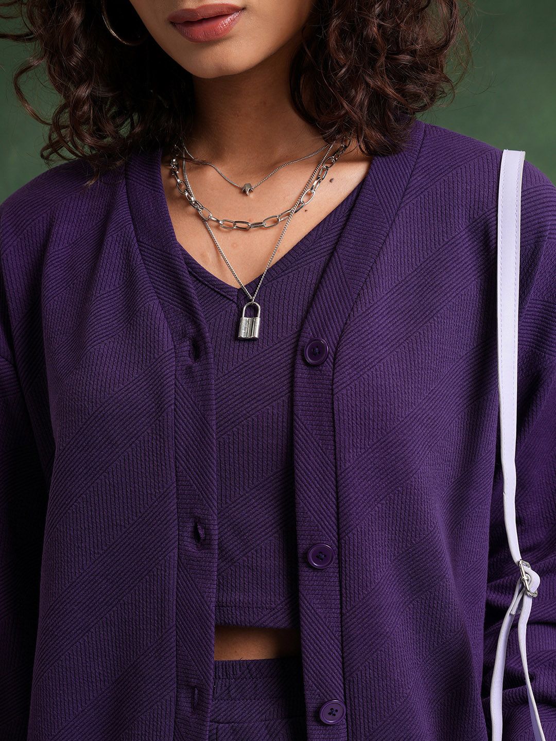 Tokyo Talkies Blue Sleeveless Crop Top With Sweater & Trousers Co-Ords