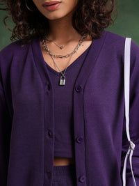Tokyo Talkies Blue Sleeveless Crop Top With Sweater & Trousers Co-Ords