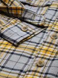 The Indian Garage Co Men Checkered Hooded Shirt with Double Flap Pockets