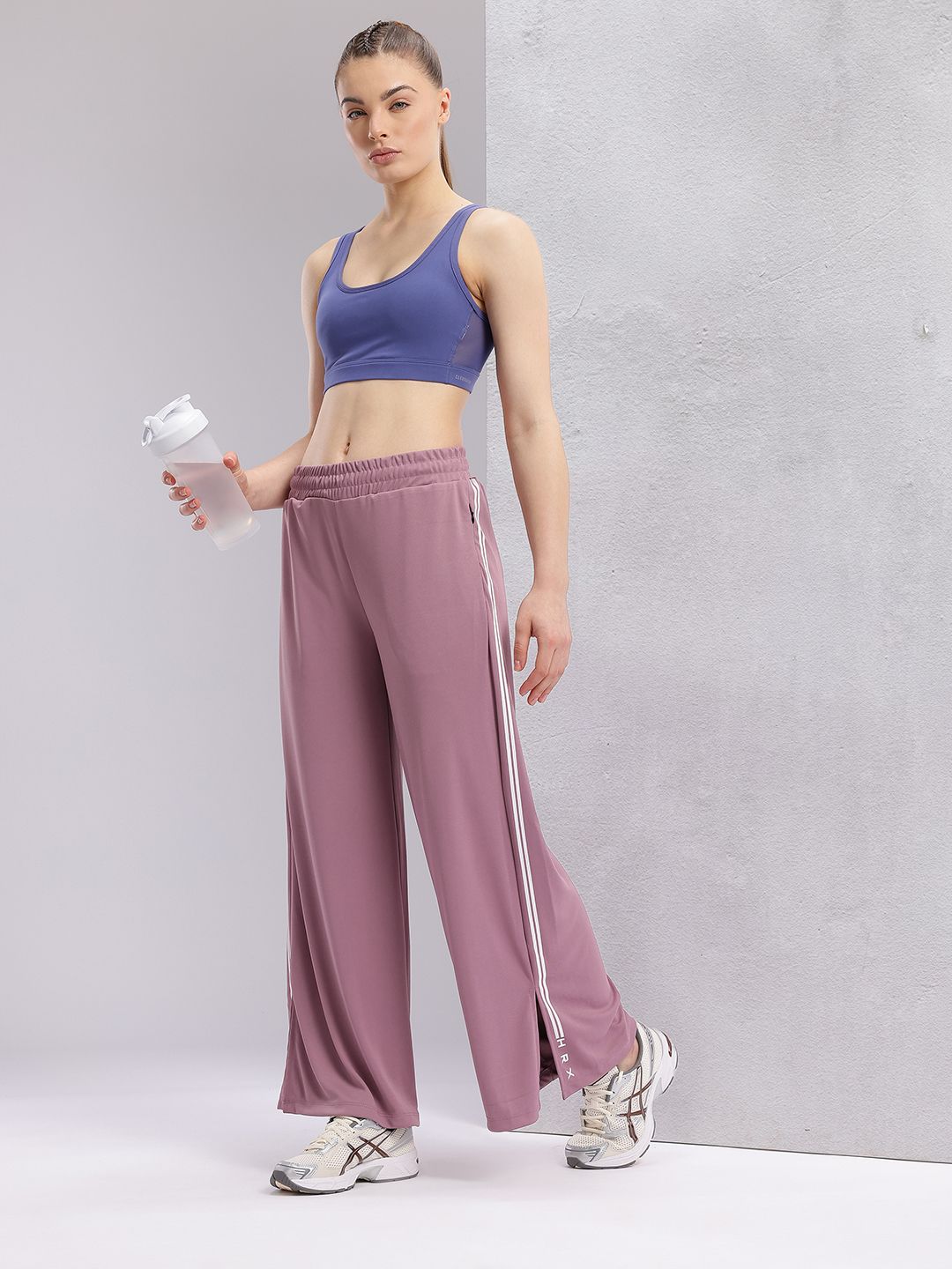 HRX by Hrithik Roshan Women Side Stripes Slit Wide Leg Training Track Pants