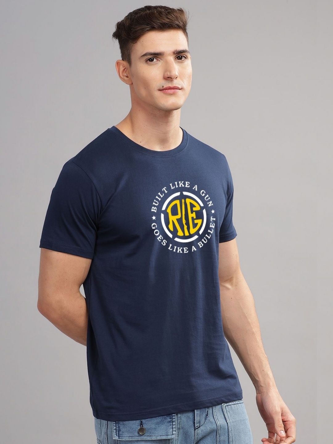 ADRO Men Typography Printed Applique T-shirt