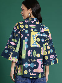 DressBerry Printed Flared Sleeve Pure Cotton Top