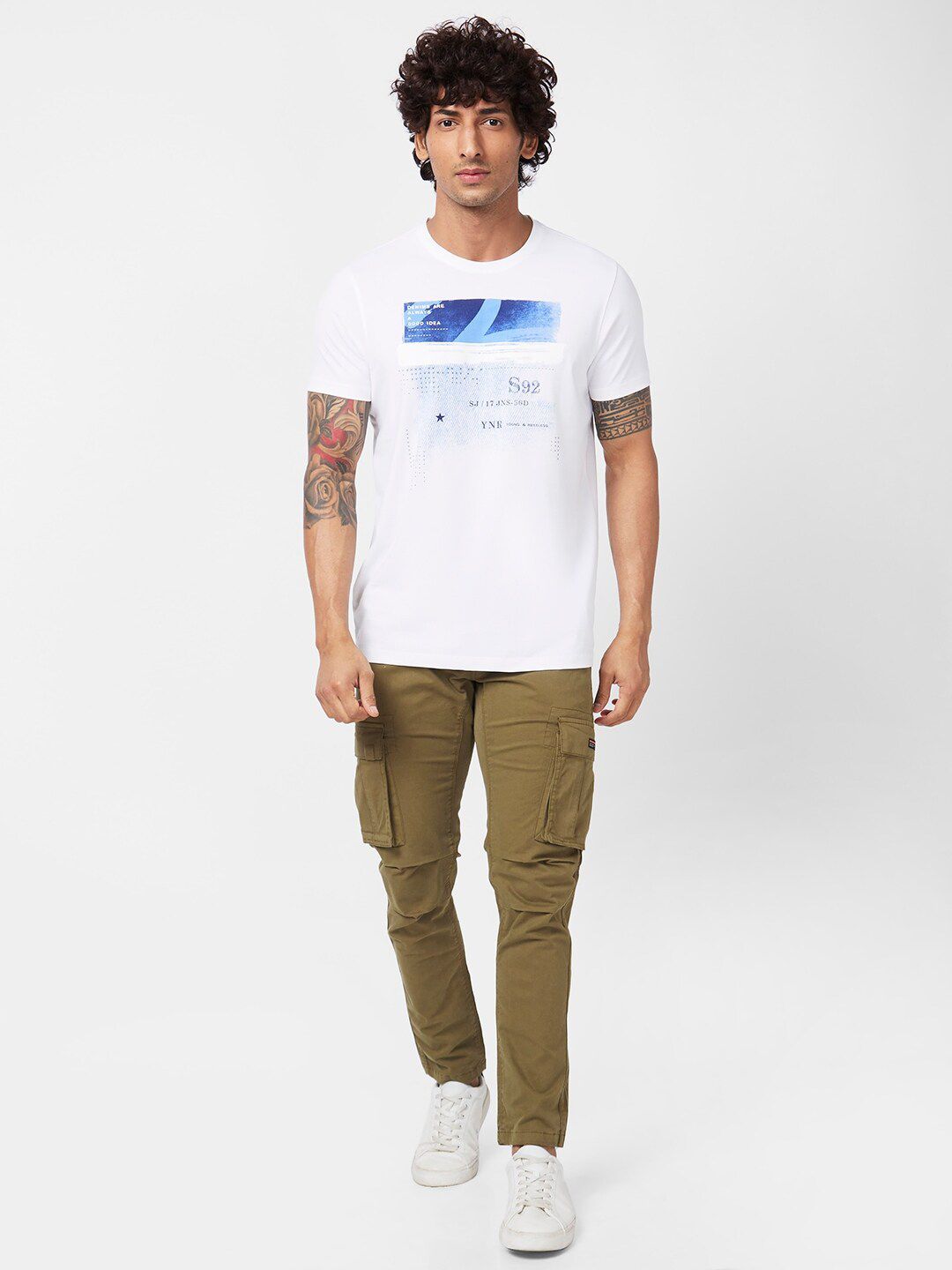 SPYKAR Graphic Printed Slim Fit Cotton Casual T-Shirt