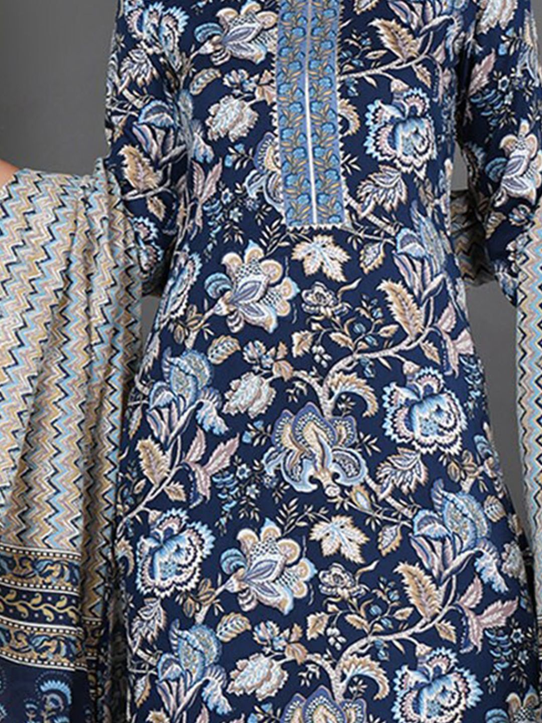 KALINI Floral Printed Gotta Patti Kurta With Trousers & Dupatta