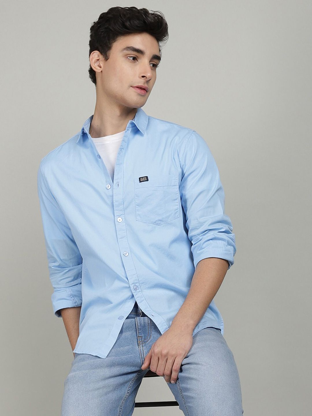 The Indian Garage Co Men Blue Comfort Cotton Casual Shirt