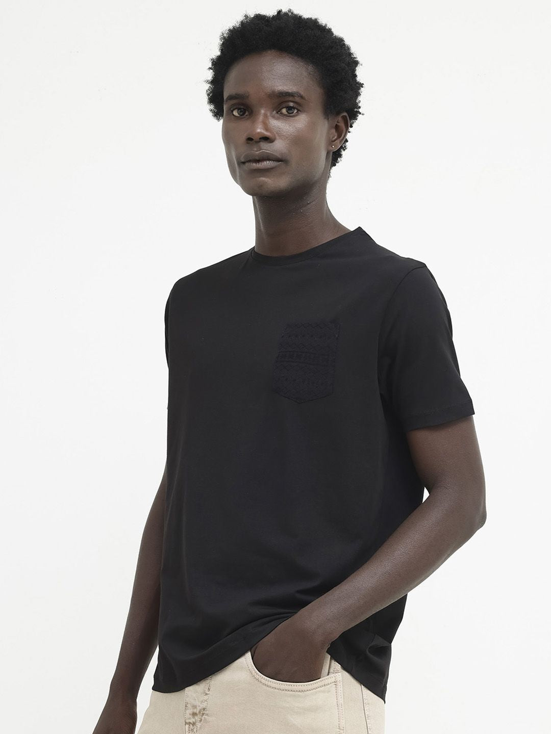 RARE RABBIT Men Ammos Round Neck Cotton Slim Fit T-Shirt