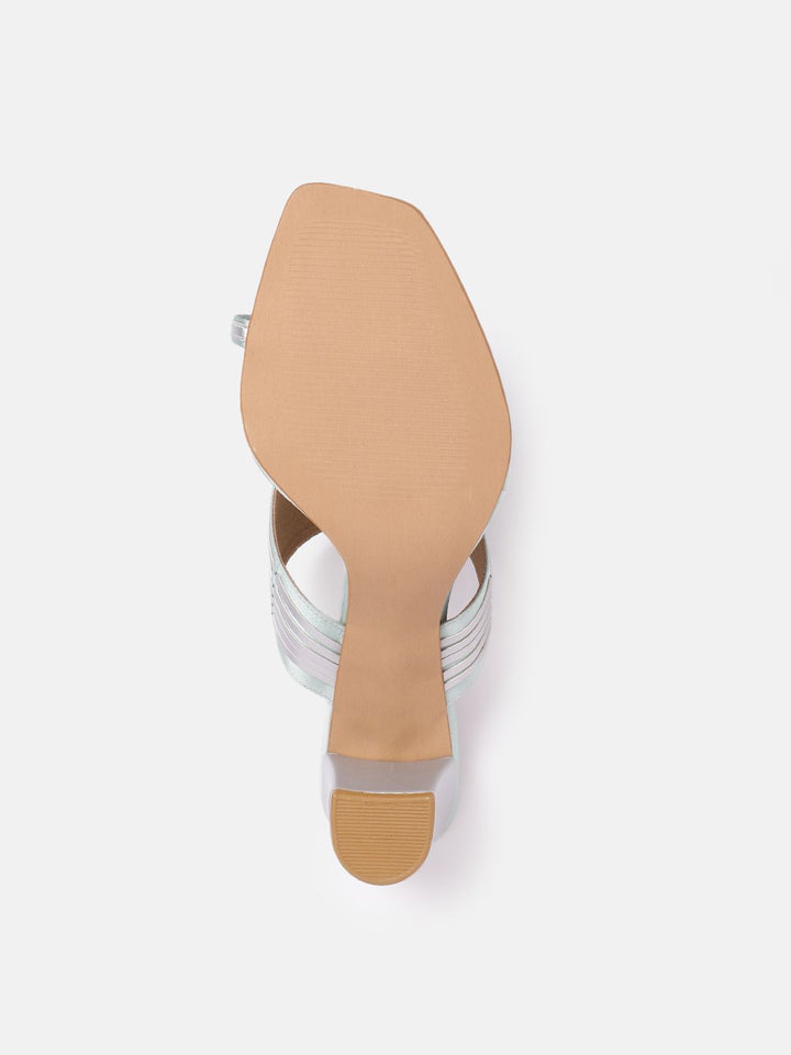 House of Pataudi Open Toe Striped Block Heels