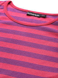 SASSAFRAS Fuchsia & Purple Striped One Sleeved Crop Top