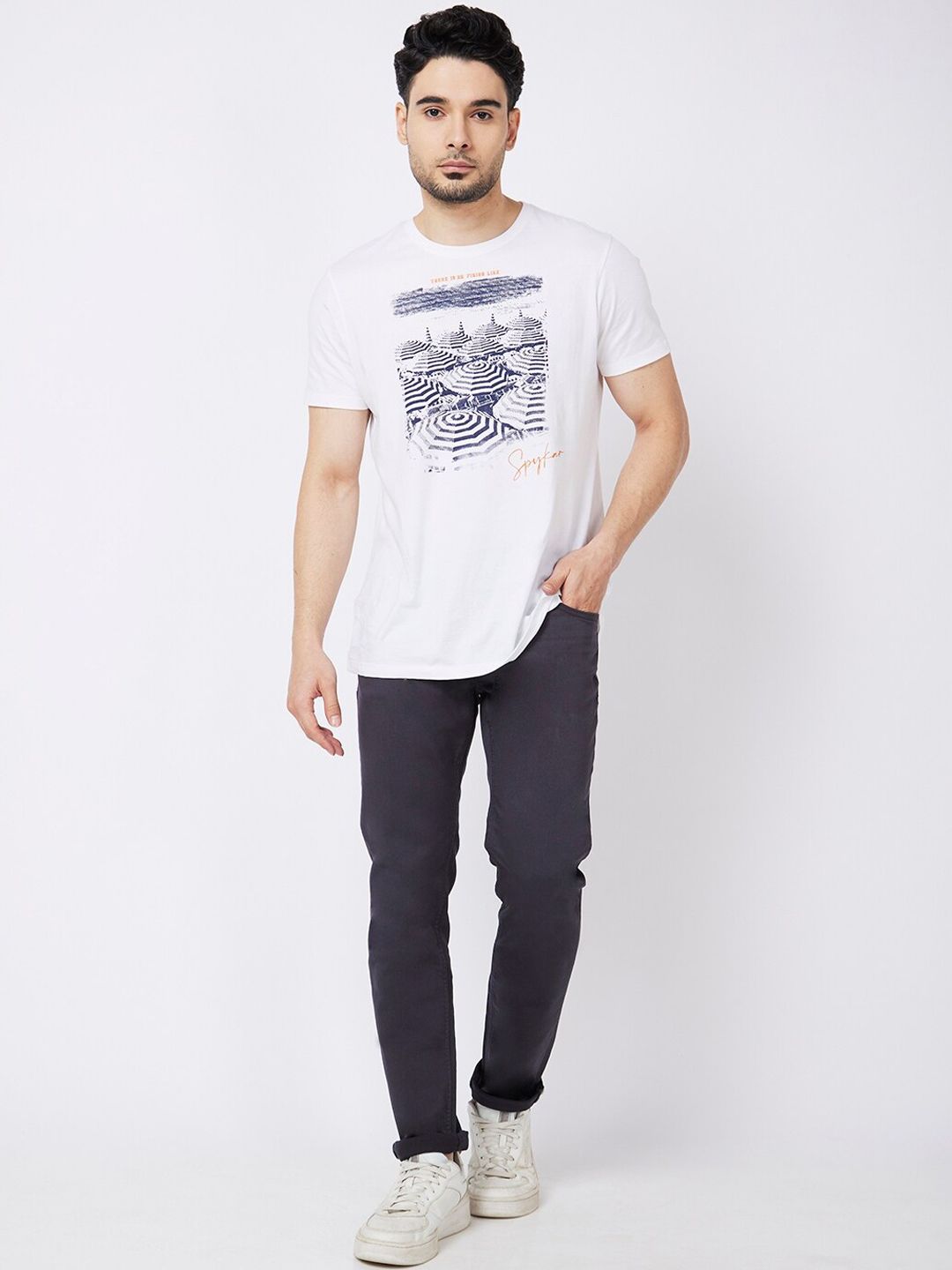 SPYKAR Men Clean Look Slim Fit Narrow Low-Rise Stretchable Jeans
